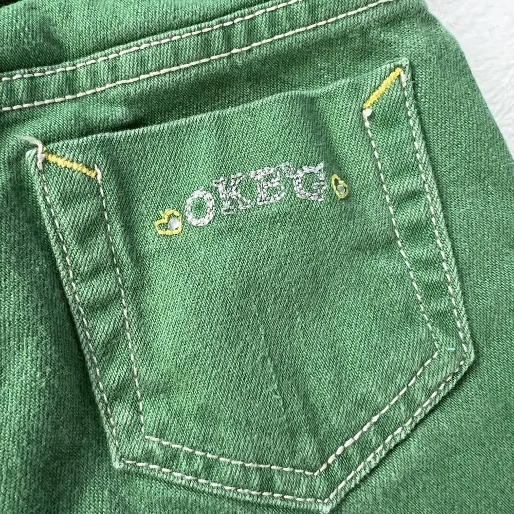 Oshkosh Girls Size 5 Slim Lot Blue Jeans Green pants Adjustable waistband